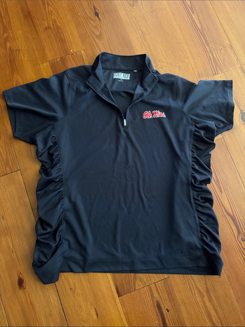 Navy Short-Sleeve Quarter-Zip with Red Ole Miss Script